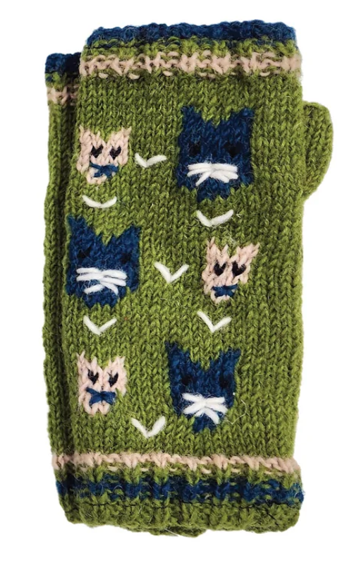 Owl Handmade Knit Fingerless Gloves