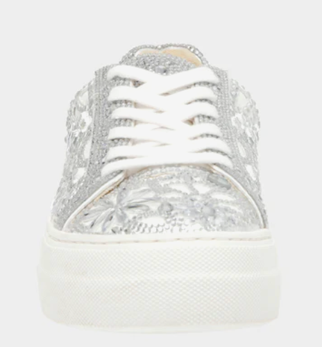 SIDNY Adult Rhinestones Silver White Sneaker Shoes by Betsey Johnson Robin Boutique