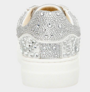 SIDNY Adult Rhinestones Silver White Sneaker Shoes by Betsey Johnson Robin Boutique