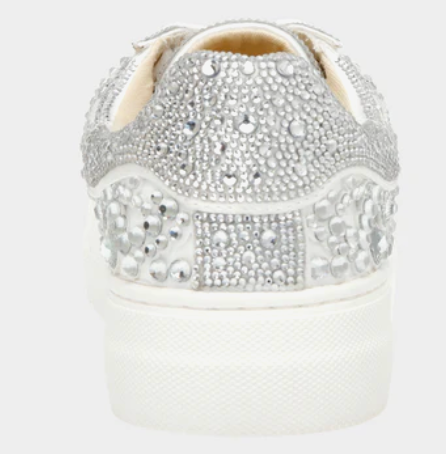 SIDNY Adult Rhinestones Silver White Sneaker Shoes by Betsey Johnson Robin Boutique