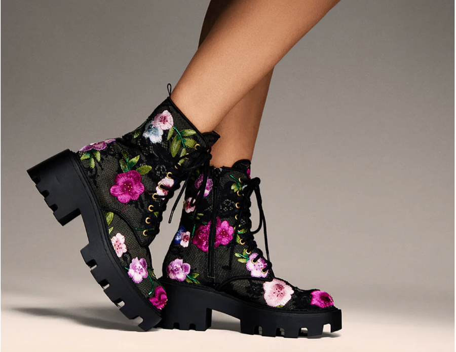 Betsey Johnson Polli Black Floral Multi Boots Robin Boutique