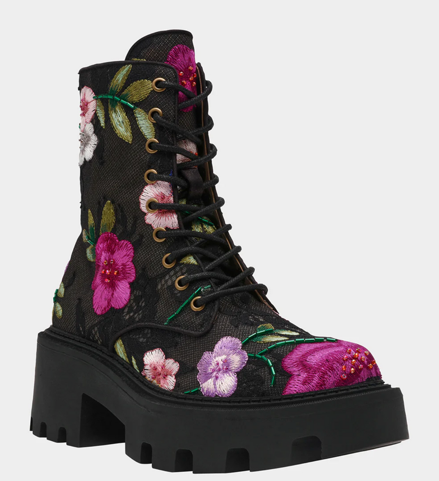 Betsey Johnson Polli Black Floral Multi Boots Robin Boutique