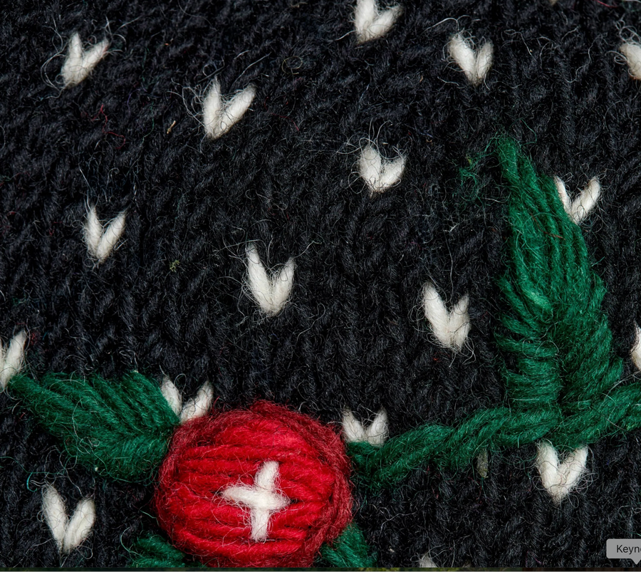Cherries Noir Knit Beanie By Many Hands Robin Boutique