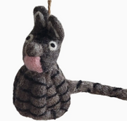 Wool Felt Christmas Ornament- Striped Sitting Cat Robin Boutique