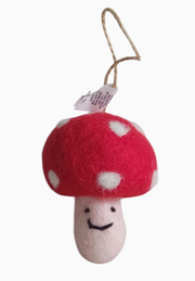 Wool Felt Christmas Ornament- Mushroom with White Dots Robin Boutique