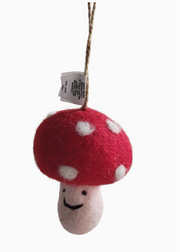 Wool Felt Christmas Ornament- Mushroom with White Dots Robin Boutique