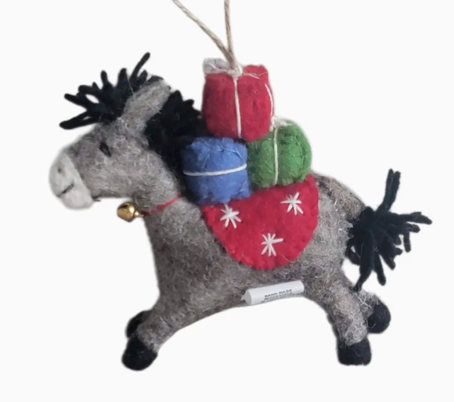 Wool Felt Christmas Ornament- Donkey Carrying Presents Robin Boutique