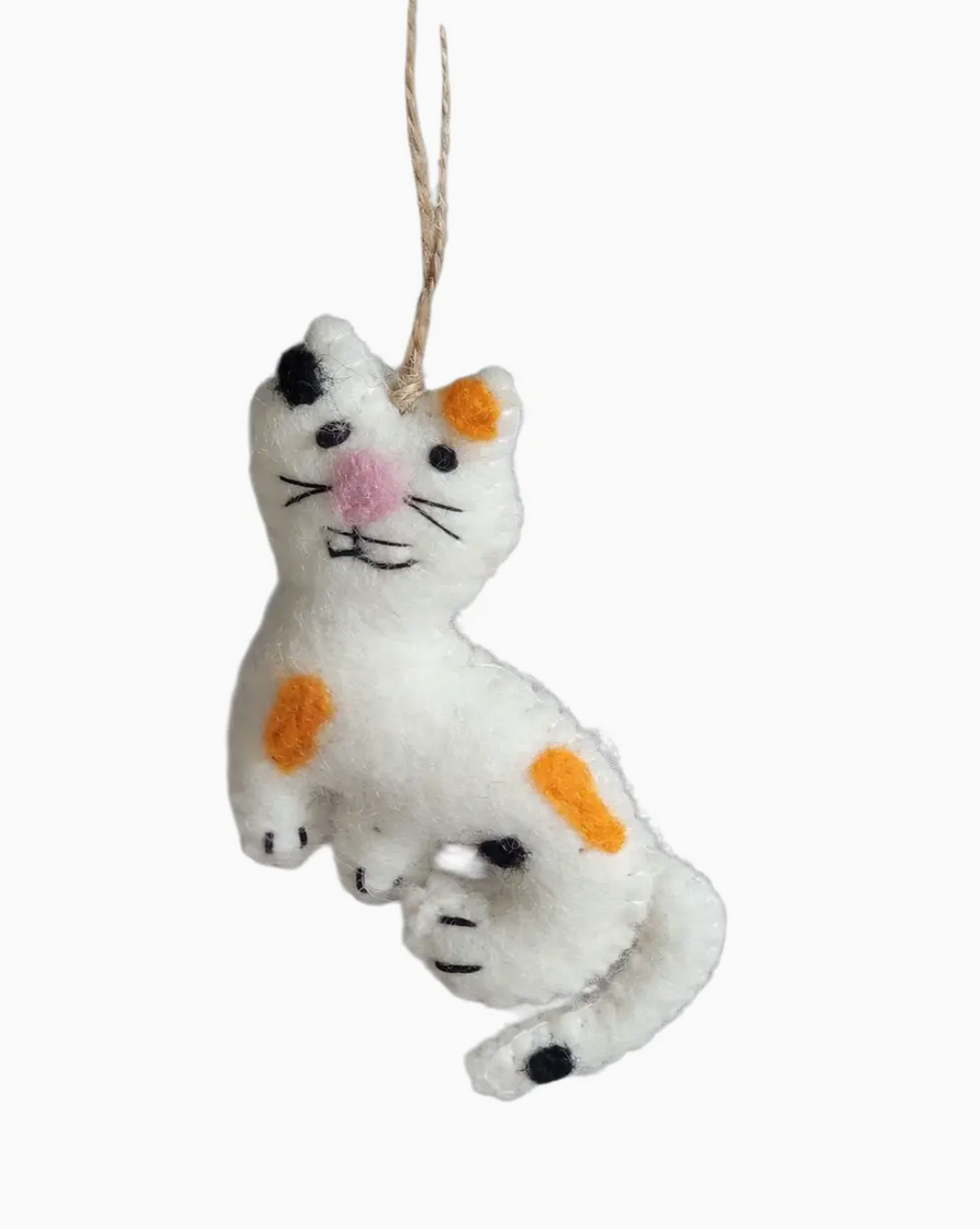 Wool Felt Christmas Ornament- Spotted Cat Robin Boutique
