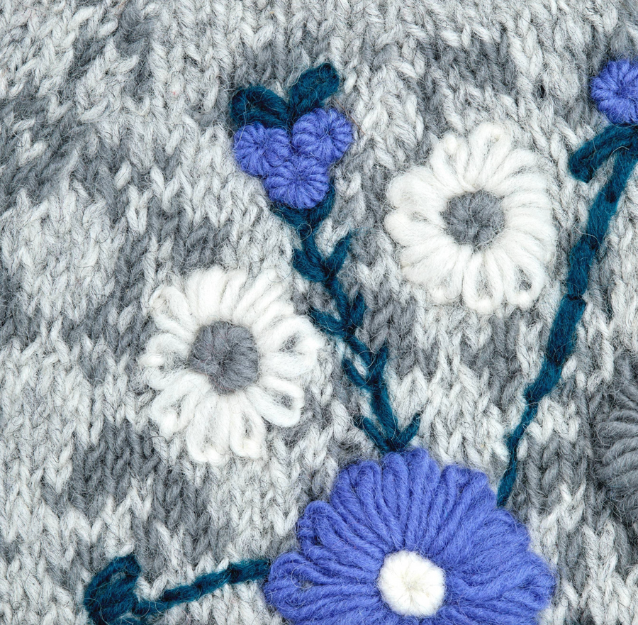 Lila Gray Hand Knit Beanie Hat, Mittens and Fingerless Armwarmers By Many Hands Robin Boutique