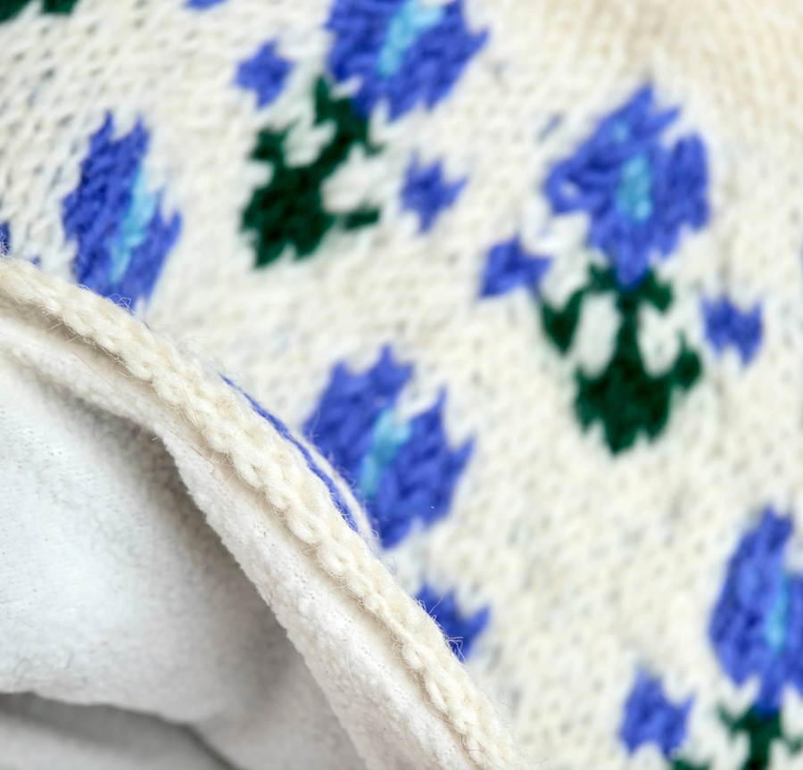 Ingrid Ecru Hand Knit Beanie Hat, Mittens and Fingerless Armwarmers By Many Hands