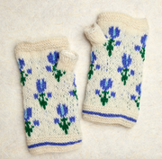 Ingrid Ecru Hand Knit Beanie Hat, Mittens and Fingerless Armwarmers By Many Hands