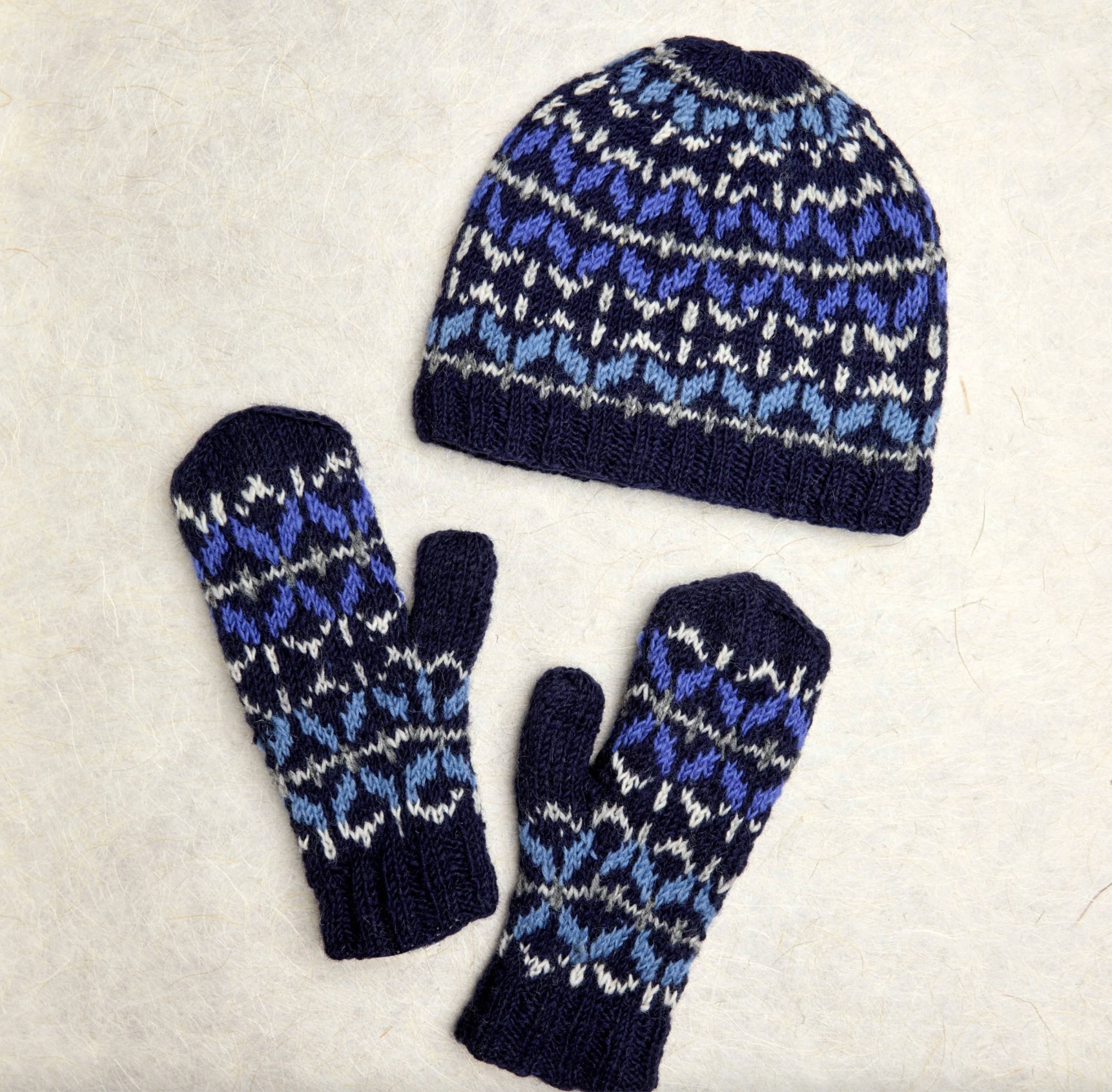 Freya Arctic Hand Knit Beanie Hat, Mittens and Fingerless Armwarmers By Many Hands Robin Boutique