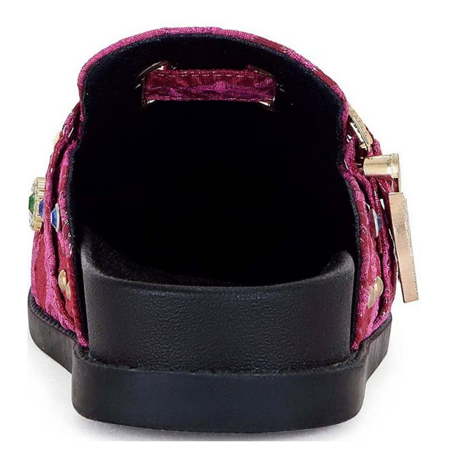 Quinby Brocade Buckle Strap Hardware Jewel Ornamented Studded MulesClog By Azalea Wang Robin Boutique