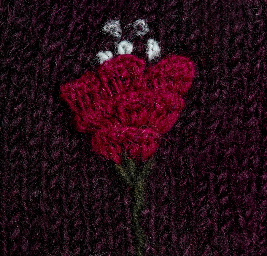 Theres Deep Plum Hand Knit Beanie Hat, Mittens and Fingerless Armwarmers By Many Hands