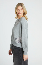 Teddy Crew Neck in Rose Patchwork by Driftwood Robin Boutique