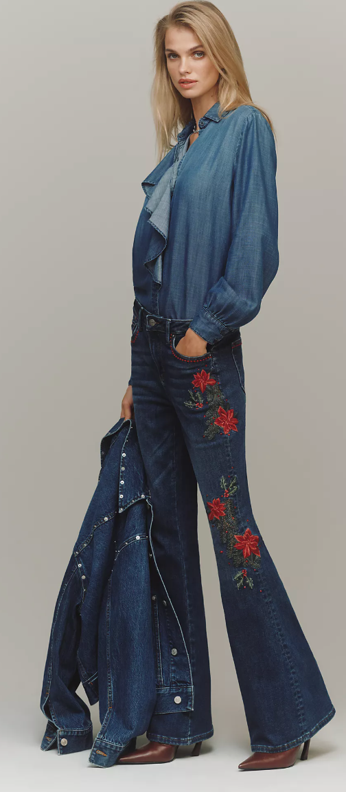 Driftwood Farrah Embroidered High-Rise Bootleg Jeans Robin Boutique