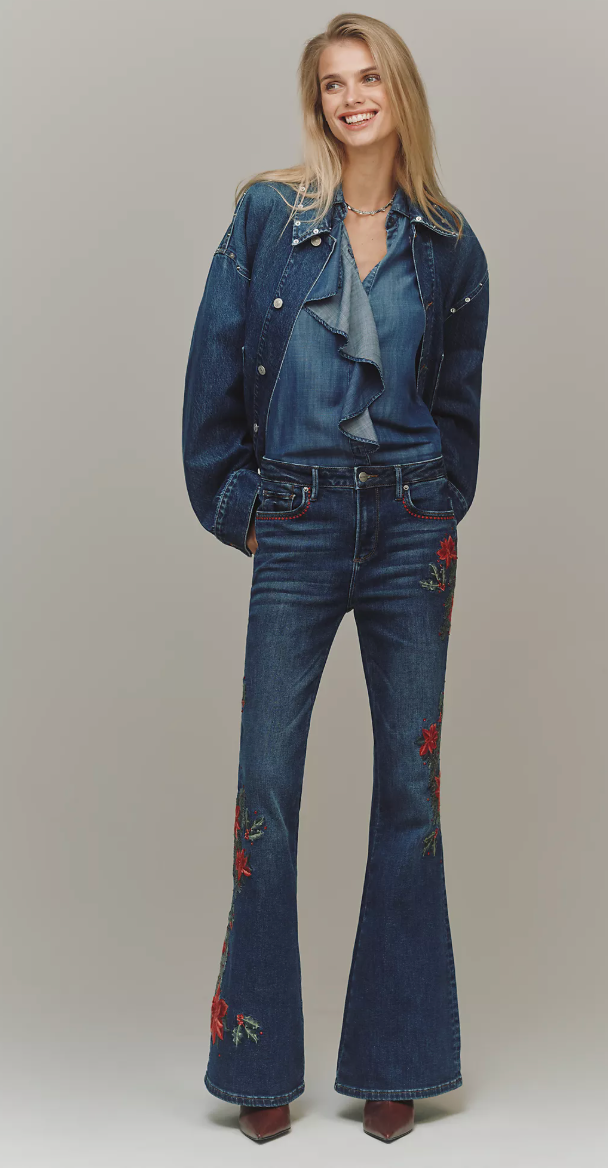 Driftwood Farrah Embroidered High-Rise Bootleg Jeans Robin Boutique