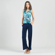 Abstract Sleeveless V-Neck Twist Top by Clara Sun Woo