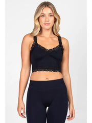 Seamless Laced Cami Bralette in Black by M. Rena