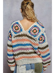 Reversible Crochet Faux Wrap Sweater