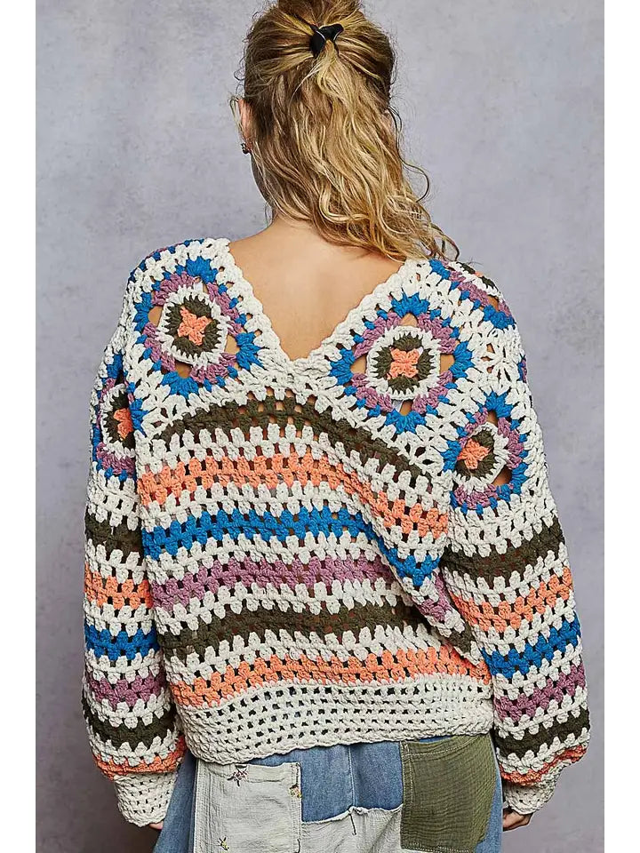 Reversible Crochet Faux Wrap Sweater