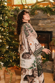 Winter Wish Christmas Plaid Bamboo Kimono Cardigan with Belt