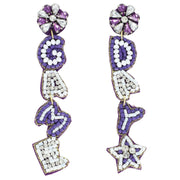 Game Day Letter Beaded Rhinestone Post Earrings