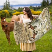 Born To Run Scarf with Wild Horse & Floral Print by Market of Stars Robin Boutique