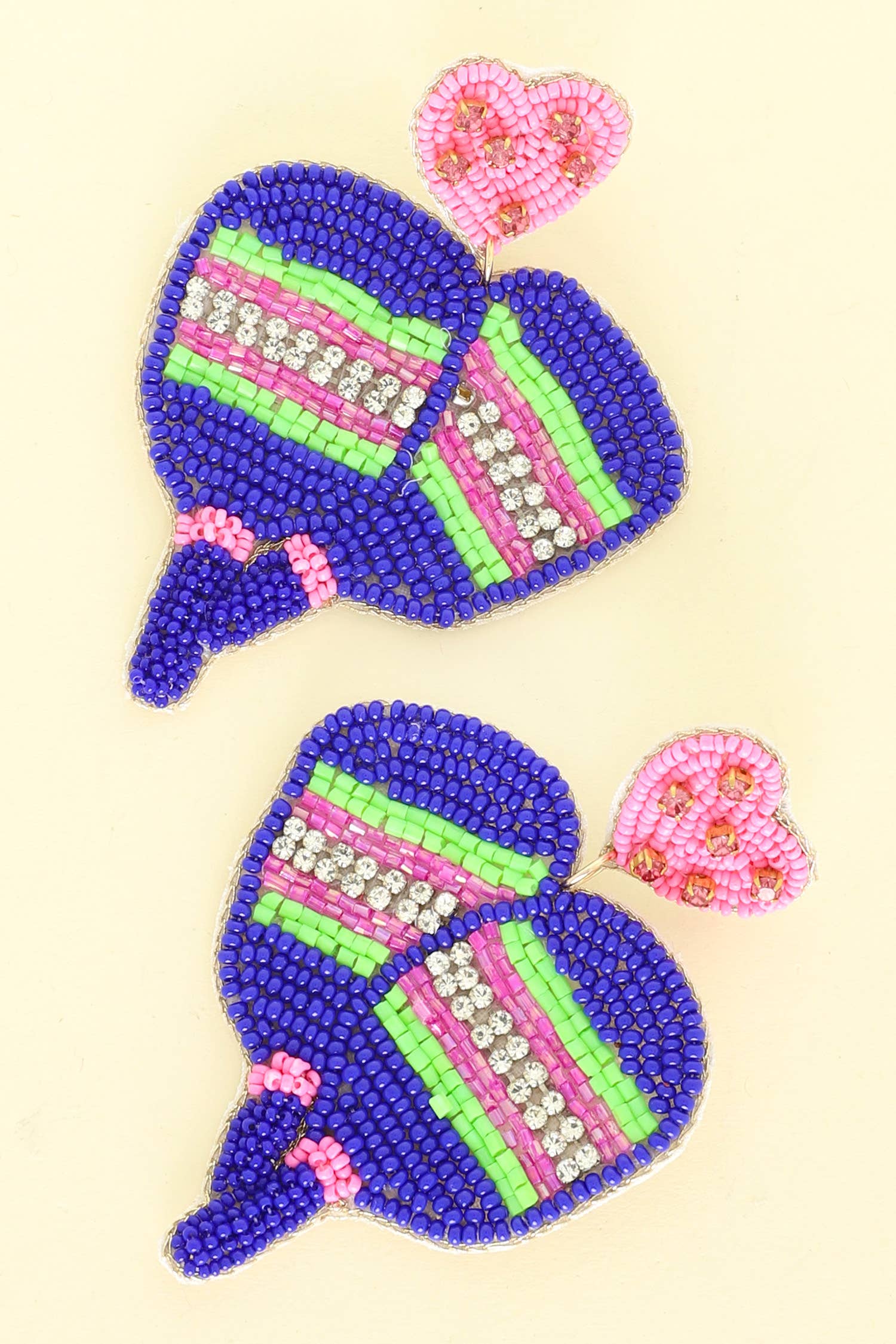 Pickleball Seed Beaded Rhinestone Post Earrings Robin Boutique