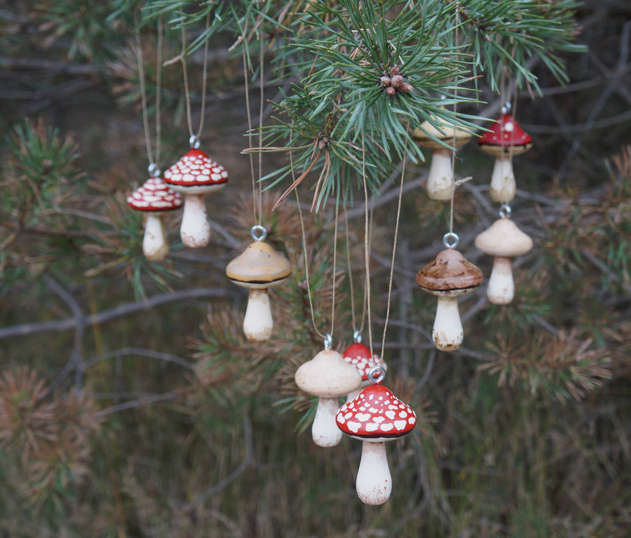 Hand Painted Wooden Mushroom Hanging Necklaces