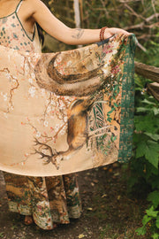 Fable Bohemian Floral Bamboo Scarf with Deer & Moon