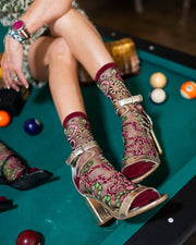 Serpentine Floral Black Sheer Crew Sock Robin Boutique