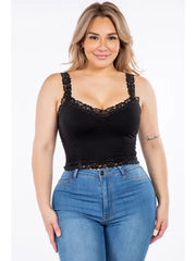 Seamless Laced Cami Bralette in Black by M. Rena