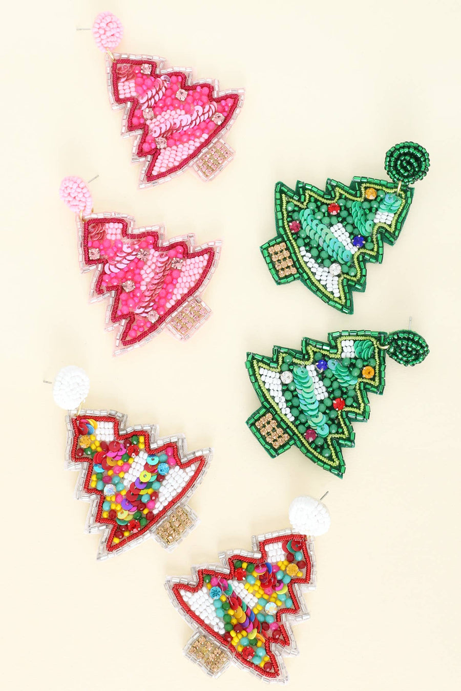 Jeweled Beaded Embroidery Christmas Tree Earrings Robin Boutique