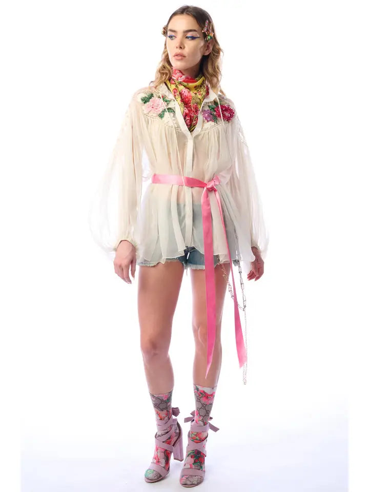 Amora Embellished Chiffon Top by Aratta