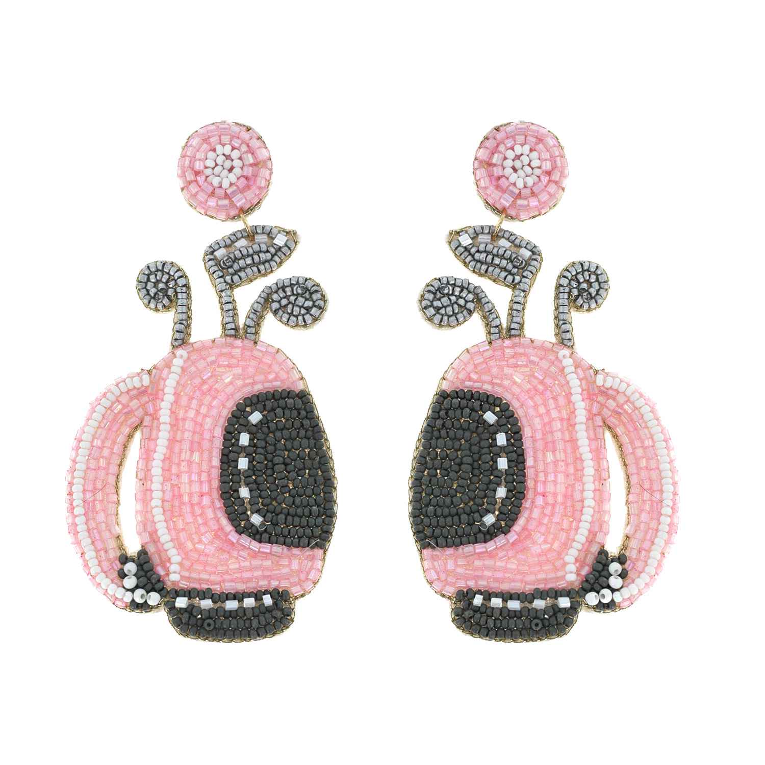 2 Tier Seed Beaded Golf Bag Dangle Earrings Robin Boutique 