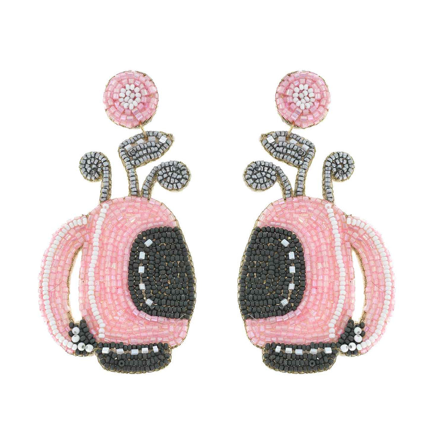 2 Tier Seed Beaded Golf Bag Dangle Earrings Robin Boutique 