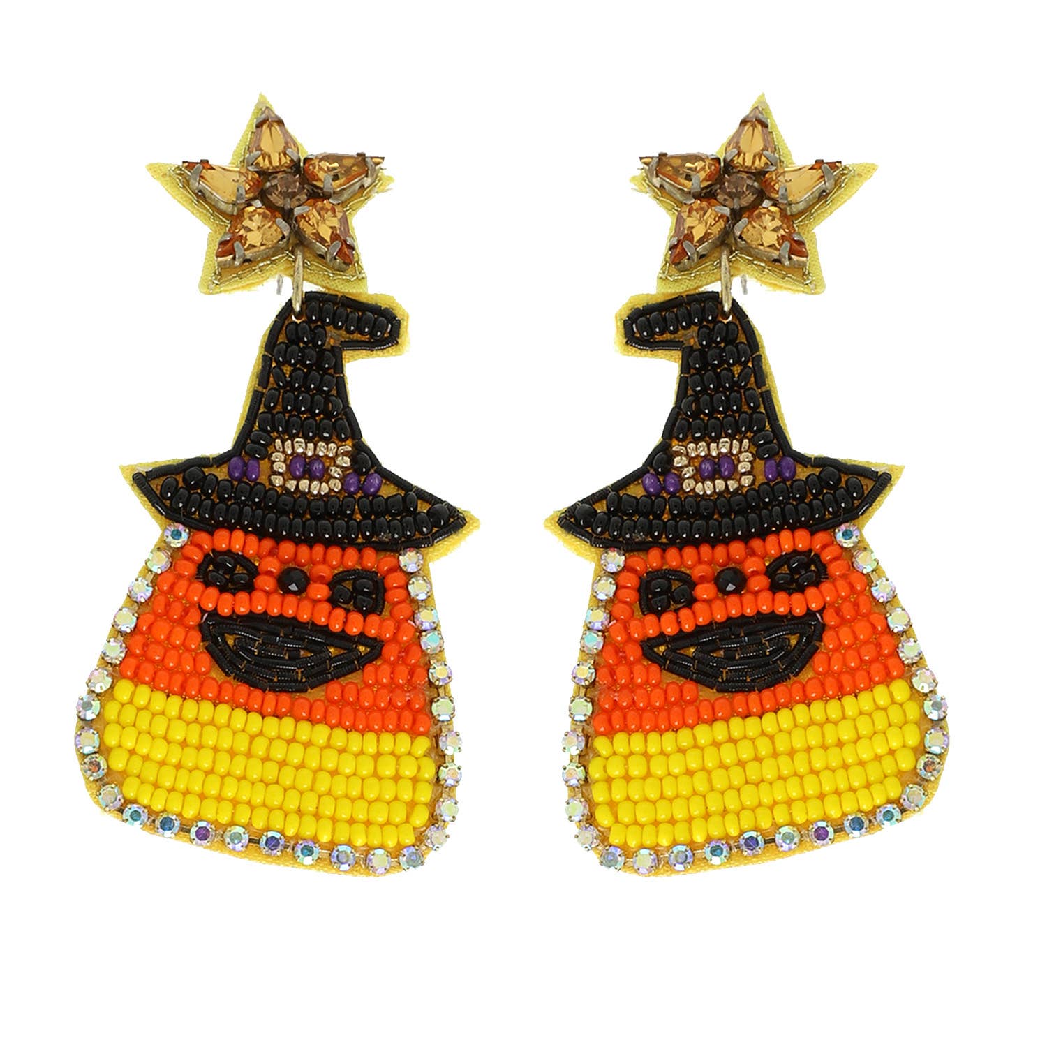 Halloween Candy Corn Seed Bead Drop Earrings Robin Boutique