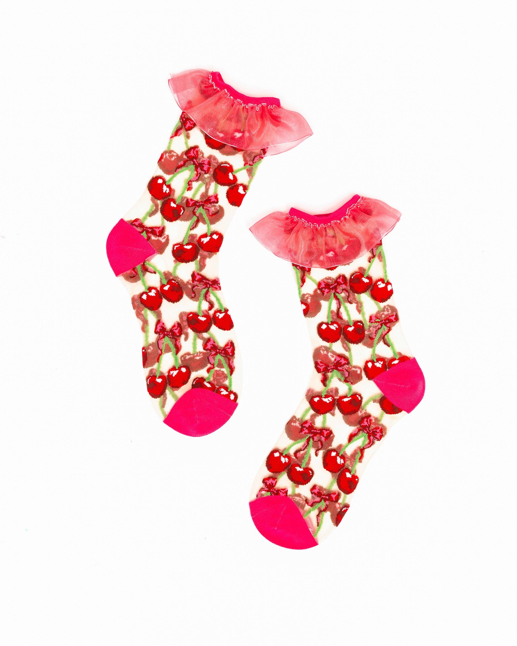 Polka Dot Bow Ruffle Sheer Crew Sock by Sock Candy Robin Boutique
