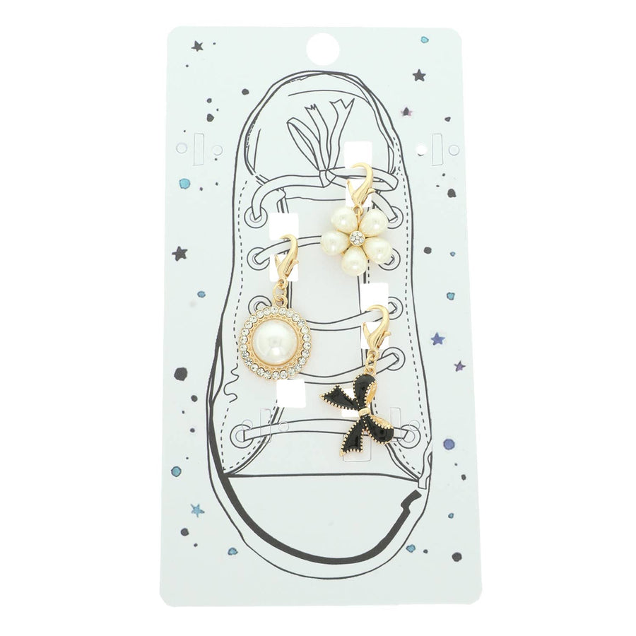 Shoe Set with Rhinestone, Pearl, Flower & Bow Charms Robin Boutique