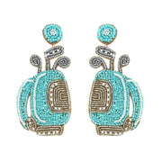 2 Tier Seed Beaded Golf Bag Dangle Earrings