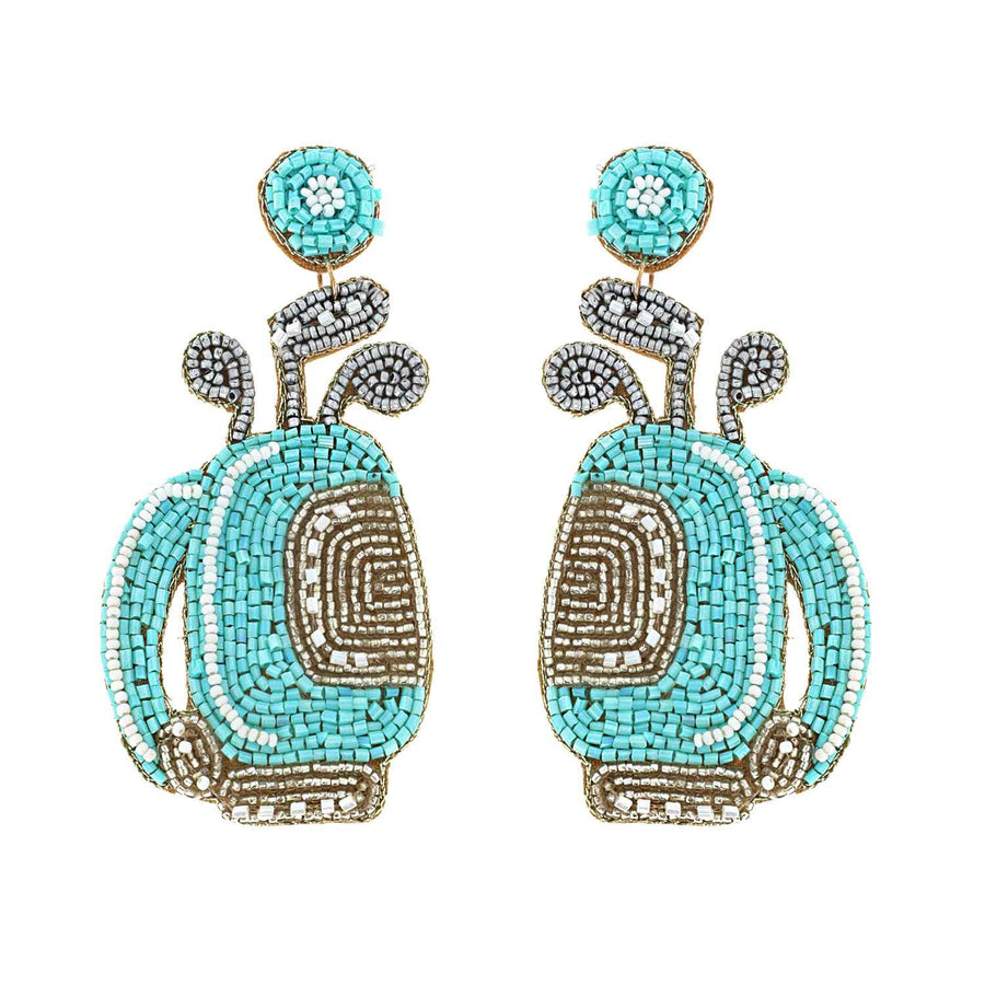2 Tier Seed Beaded Golf Bag Dangle Earrings