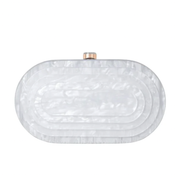 Art Deco Acrylic Oval Clutch Handbag-White Robin Boutique