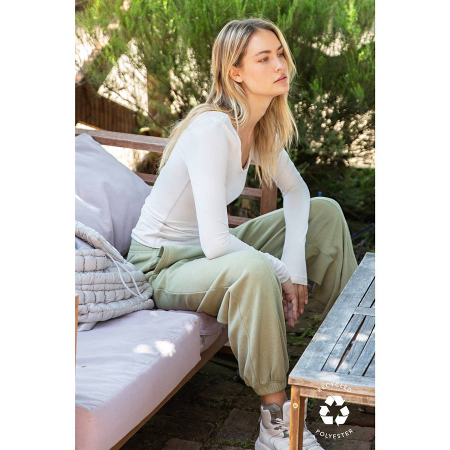 RECYCLED BUTTER ROUND NECK TOP T9967 Robin Boutique
