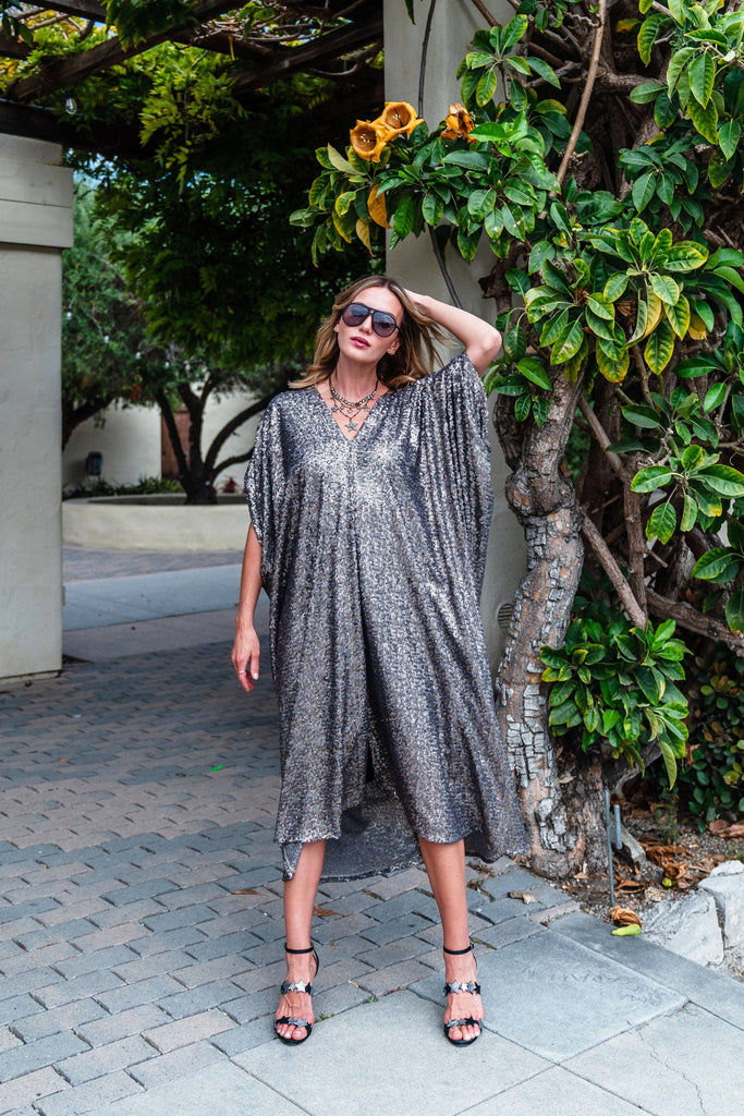 Gunmetal Nouveau Sequin Caftan Robin Boutique