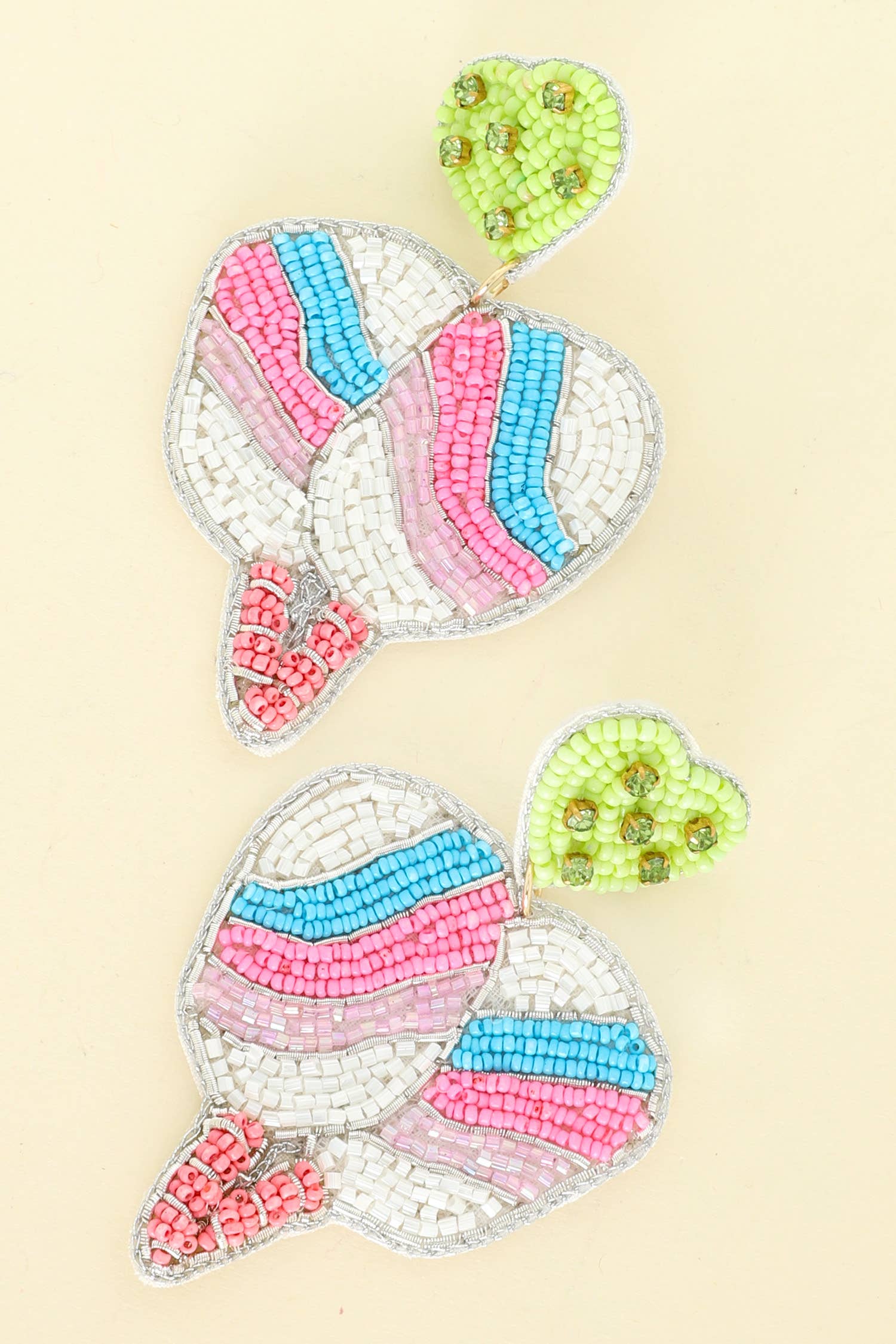 Pickleball Seed Beaded Rhinestone Post Earrings Robin Boutique