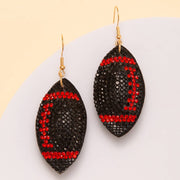 Two-Tone Rhinestone Pave Football Dangle Earrings