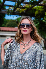 Gunmetal Nouveau Sequin Caftan