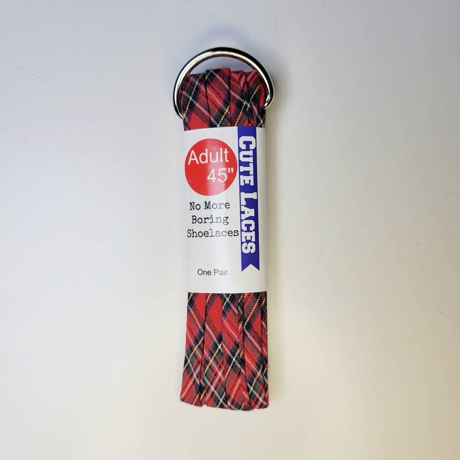 Red Plaid Cute Shoe Laces -  for Adults & Kids Robin Boutique