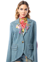 Alaia Stripe Denim Blazer by Aratta